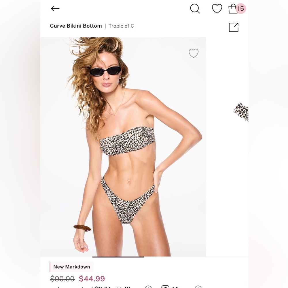 Leopard Print Bandeau Bikini bottom and top